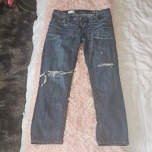 GAP Distressed Dark Blue Straight-Leg Jeans